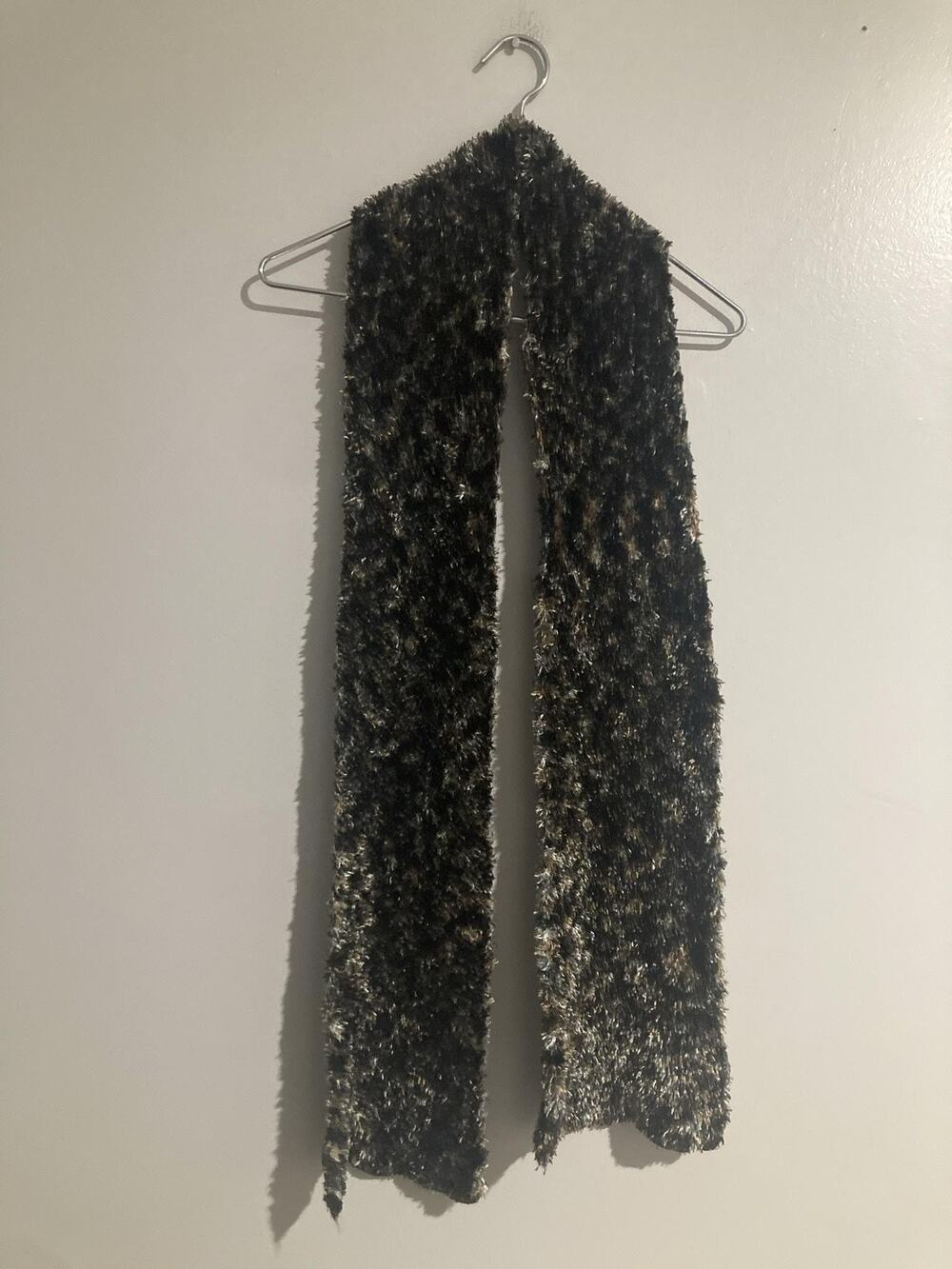 St. John's Bay Scarf Womens One Size Black Glitter Knit Rectangle Winter